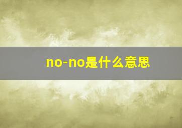 no-no是什么意思