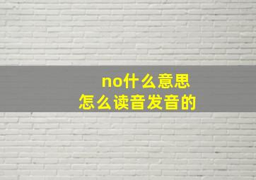 no什么意思怎么读音发音的