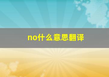 no什么意思翻译