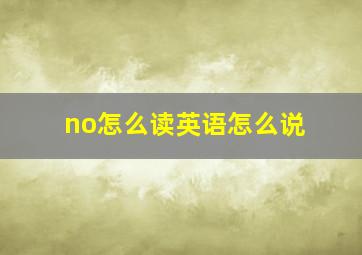 no怎么读英语怎么说