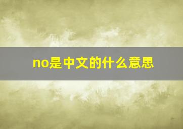 no是中文的什么意思