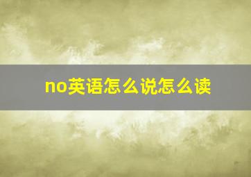 no英语怎么说怎么读