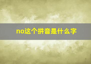 no这个拼音是什么字