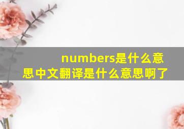 numbers是什么意思中文翻译是什么意思啊了