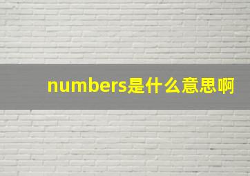 numbers是什么意思啊