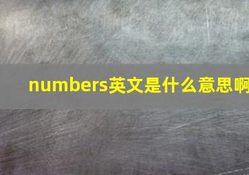 numbers英文是什么意思啊