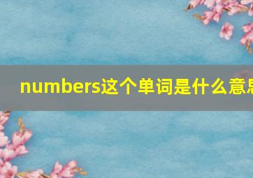 numbers这个单词是什么意思