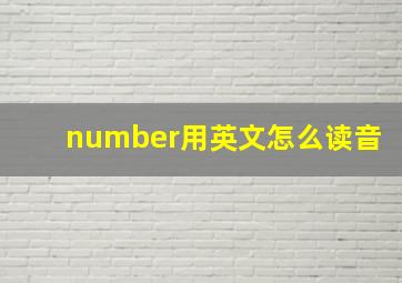 number用英文怎么读音