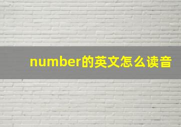 number的英文怎么读音