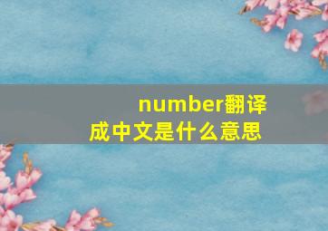 number翻译成中文是什么意思