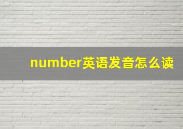 number英语发音怎么读