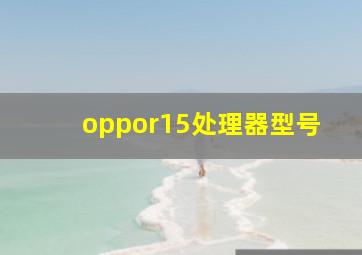 oppor15处理器型号