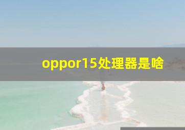 oppor15处理器是啥