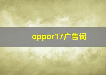 oppor17广告词