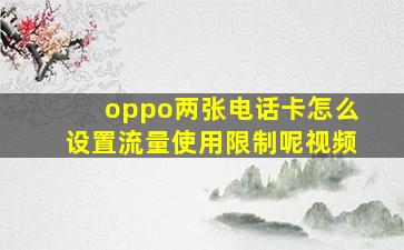 oppo两张电话卡怎么设置流量使用限制呢视频