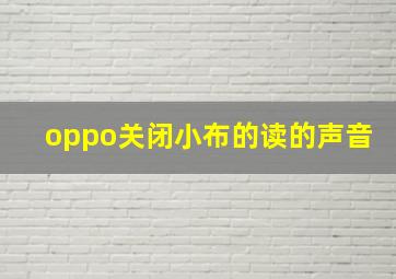 oppo关闭小布的读的声音