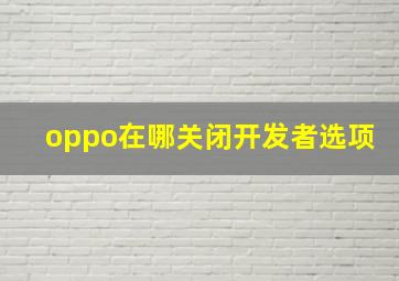 oppo在哪关闭开发者选项