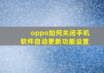 oppo如何关闭手机软件自动更新功能设置