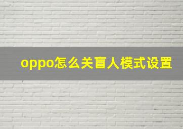 oppo怎么关盲人模式设置