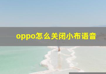 oppo怎么关闭小布语音