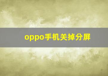 oppo手机关掉分屏