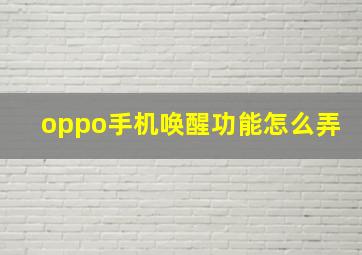 oppo手机唤醒功能怎么弄