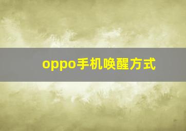 oppo手机唤醒方式