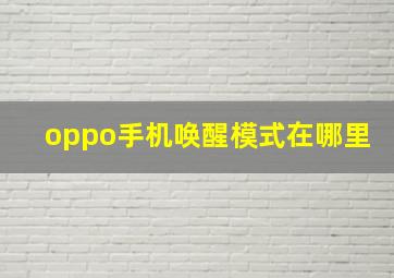 oppo手机唤醒模式在哪里