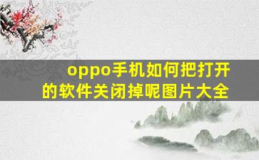 oppo手机如何把打开的软件关闭掉呢图片大全