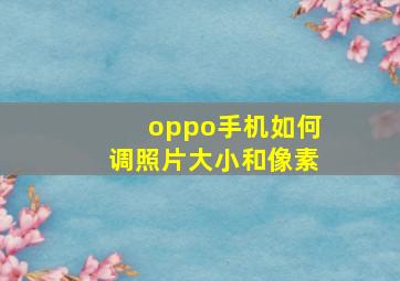 oppo手机如何调照片大小和像素