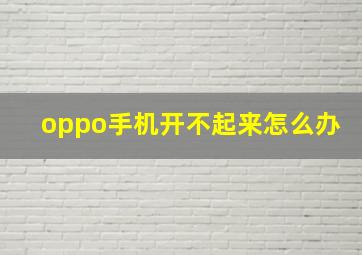 oppo手机开不起来怎么办