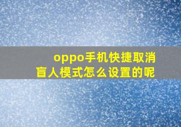 oppo手机快捷取消盲人模式怎么设置的呢