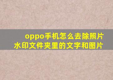 oppo手机怎么去除照片水印文件夹里的文字和图片