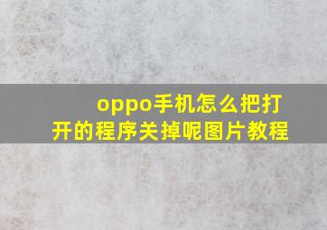 oppo手机怎么把打开的程序关掉呢图片教程