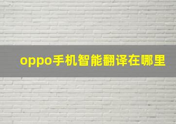 oppo手机智能翻译在哪里