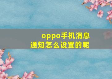 oppo手机消息通知怎么设置的呢