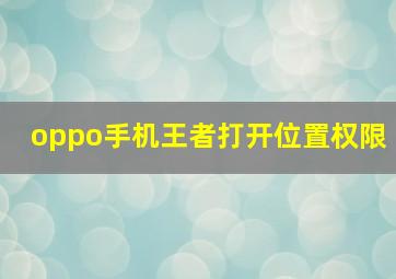 oppo手机王者打开位置权限