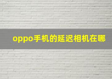 oppo手机的延迟相机在哪