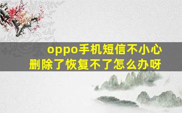 oppo手机短信不小心删除了恢复不了怎么办呀