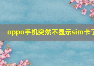 oppo手机突然不显示sim卡了