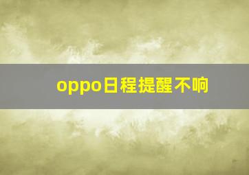 oppo日程提醒不响