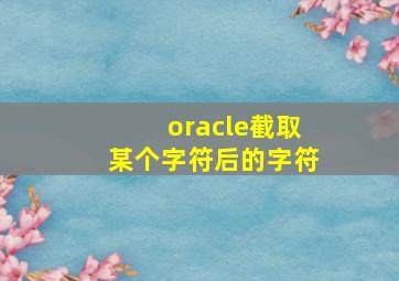 oracle截取某个字符后的字符