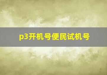 p3开机号便民试机号