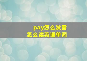 pay怎么发音怎么读英语单词