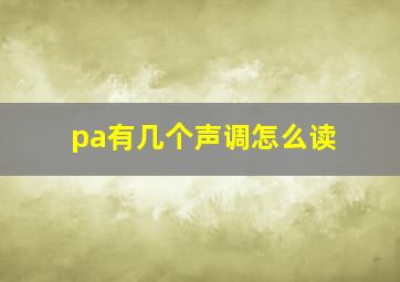 pa有几个声调怎么读