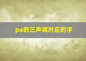 pa的三声调对应的字