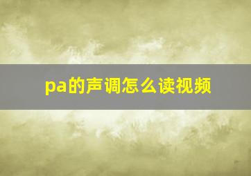 pa的声调怎么读视频