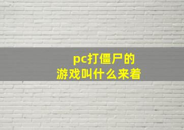 pc打僵尸的游戏叫什么来着