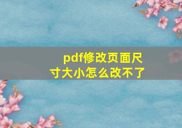 pdf修改页面尺寸大小怎么改不了