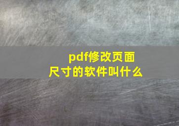 pdf修改页面尺寸的软件叫什么